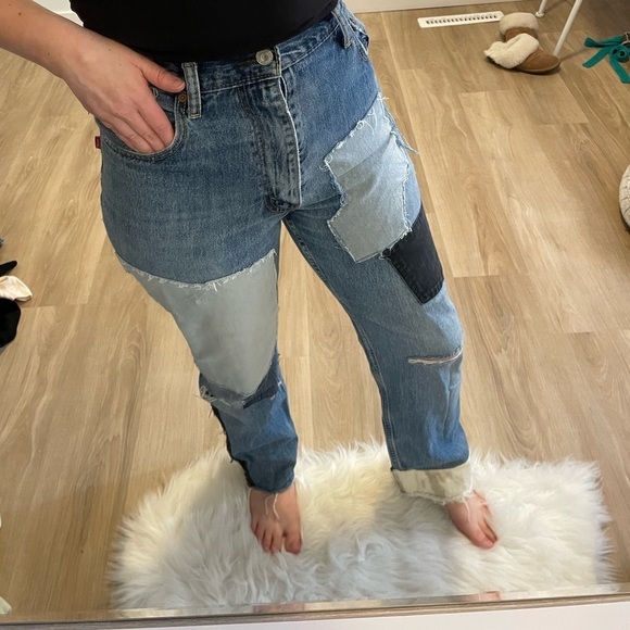 Levi’s Patchwork Straight Leg Jeans - Picture 2 of 16